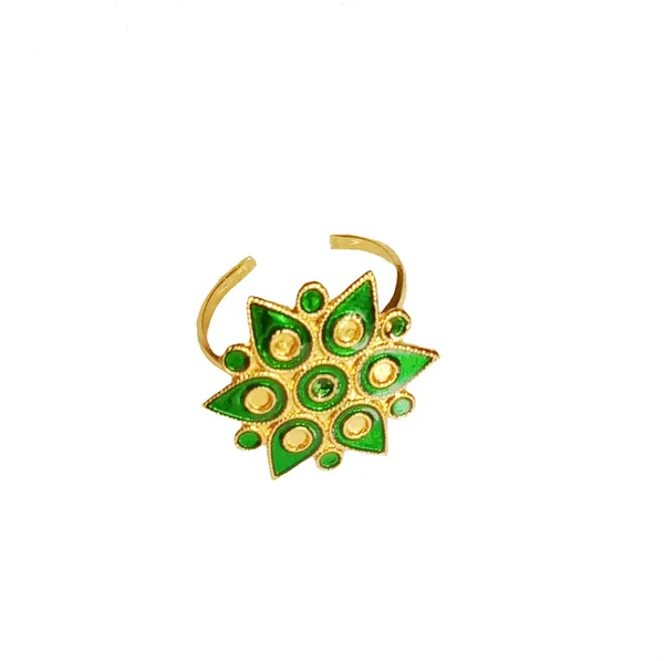 Assamese_Traditional_Copper_Gold_Plated_Green_Colour_Finger-Ring_For_Girls_&_Women